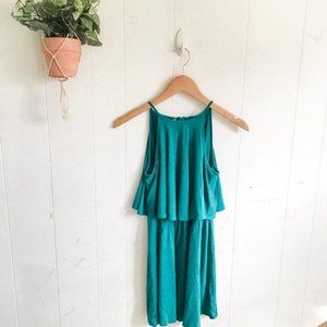American Eagle Outfitters Teal Halter Chiffon Shift Dress